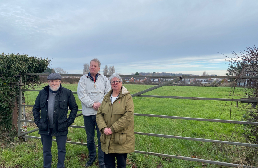 Councillors Baldwin, Bennett and Wilson at one of the sites under threat